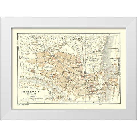 Saint Germain en Laye Paris France - Baedeker 1911 White Modern Wood Framed Art Print by Baedeker