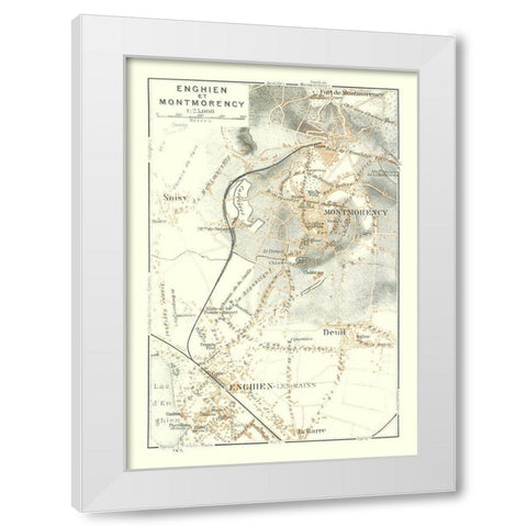 Enghien les Bains Montmorency Paris France White Modern Wood Framed Art Print by Baedeker