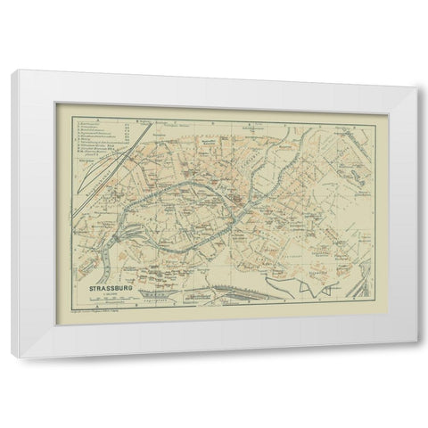 Strasbourg France - Baedeker 1914 White Modern Wood Framed Art Print by Baedeker