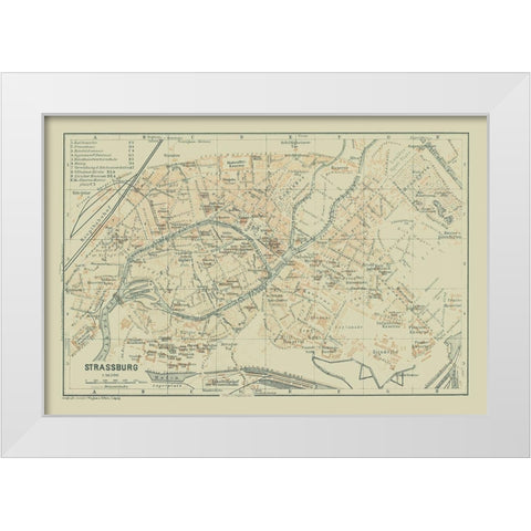 Strasbourg France - Baedeker 1914 White Modern Wood Framed Art Print by Baedeker