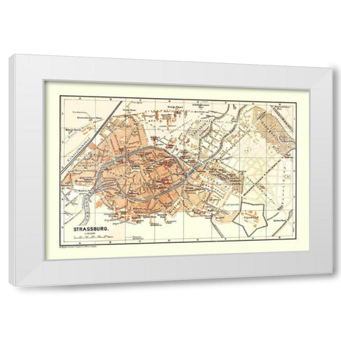 Strasbourg France - Baedeker 1896 White Modern Wood Framed Art Print by Baedeker