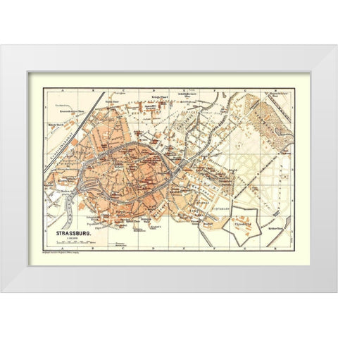 Strasbourg France - Baedeker 1896 White Modern Wood Framed Art Print by Baedeker