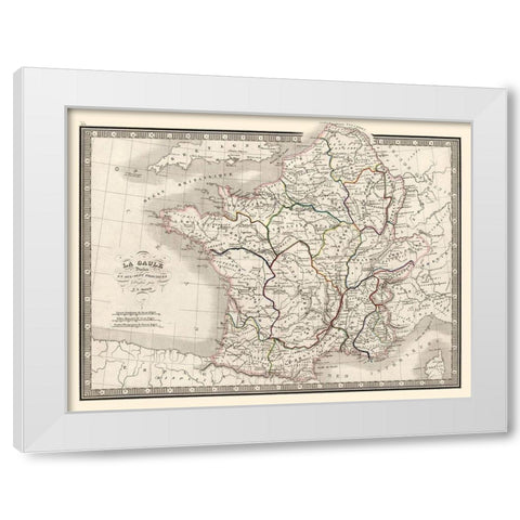 Ancient France Ten Provinces - Monin 1839 White Modern Wood Framed Art Print by Monin