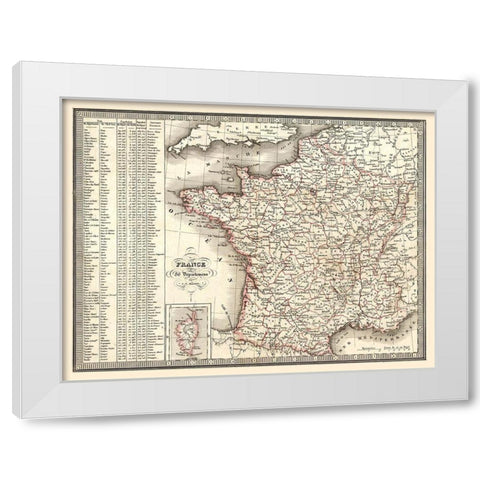 86 Departments France - Monin 1839 White Modern Wood Framed Art Print by Monin