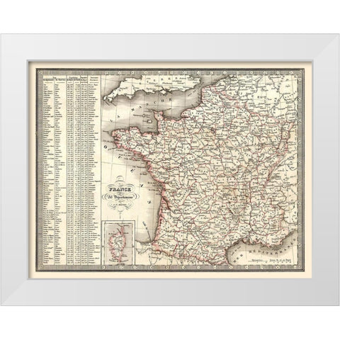 86 Departments France - Monin 1839 White Modern Wood Framed Art Print by Monin