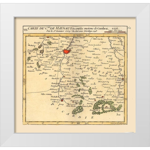 Cambrai Environs France - Robert 1748  White Modern Wood Framed Art Print by Robert