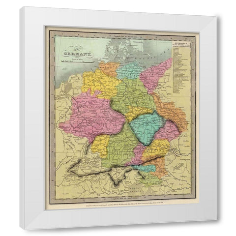 Germany - Burr 1834 White Modern Wood Framed Art Print by Burr