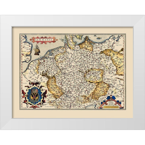 Germania Germany - Ortelius 1587 White Modern Wood Framed Art Print by Ortelius