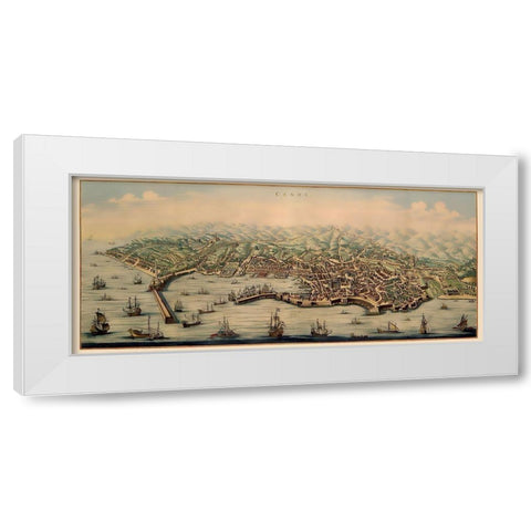 Genoa Panoramic Italy - Mortier 1704 White Modern Wood Framed Art Print by Mortier