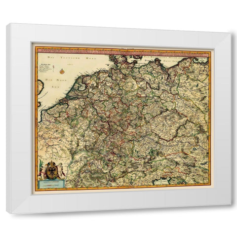 German Roman Empire Germany - Visscher 1681 White Modern Wood Framed Art Print by Visscher