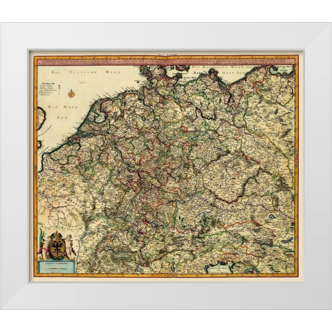 German Roman Empire Germany - Visscher 1681 White Modern Wood Framed Art Print by Visscher