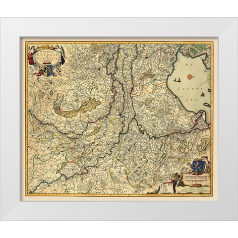 Gelderland Zutphen Netherlands - Visscher 1682 White Modern Wood Framed Art Print by Visscher