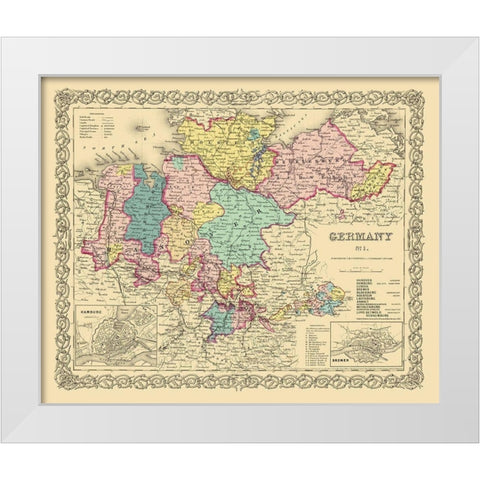 Germany 1 - Colton 1855 White Modern Wood Framed Art Print by Colton
