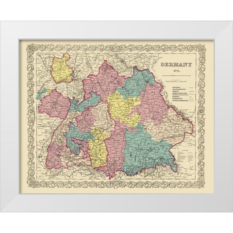 Germany 3 - Colton 1855 White Modern Wood Framed Art Print by Colton