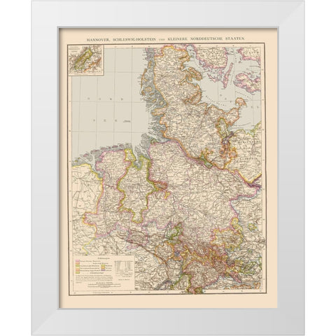 Northern Germany - Velhagen 1881 White Modern Wood Framed Art Print by Velhagen