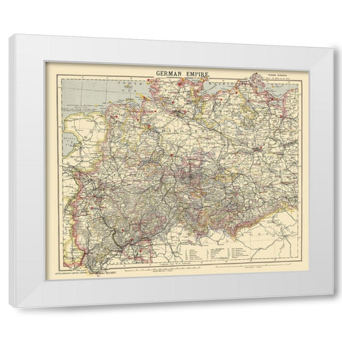 German Empire 1 Germany - Letts 1883 White Modern Wood Framed Art Print by Letts