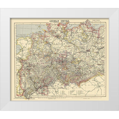 German Empire 1 Germany - Letts 1883 White Modern Wood Framed Art Print by Letts