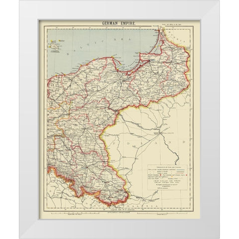 German Empire 2 Germany - Letts 1883 White Modern Wood Framed Art Print by Letts
