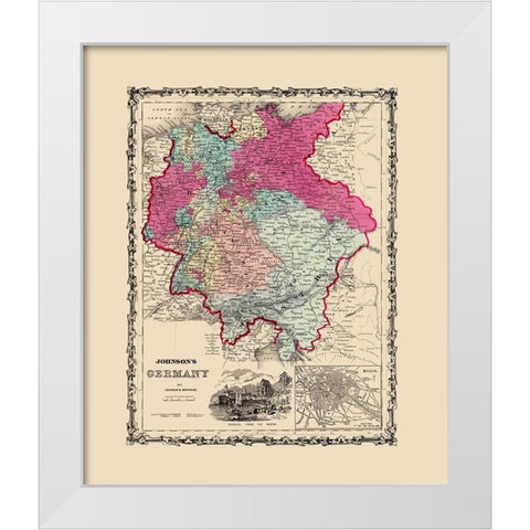 Germany - Johnson 1860 White Modern Wood Framed Art Print by Johnson