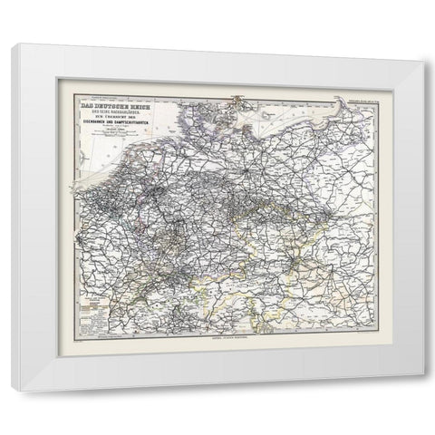 Europe German Railways Steamboats Germany White Modern Wood Framed Art Print by Stieler