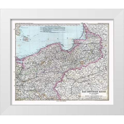 Northeast Germany - Stieler 1885 White Modern Wood Framed Art Print by Stieler