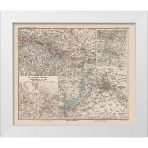 Silesia Germany - Stieler 1885 White Modern Wood Framed Art Print by Stieler