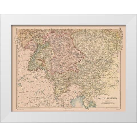 South Germany - Black 1867 White Modern Wood Framed Art Print by Black