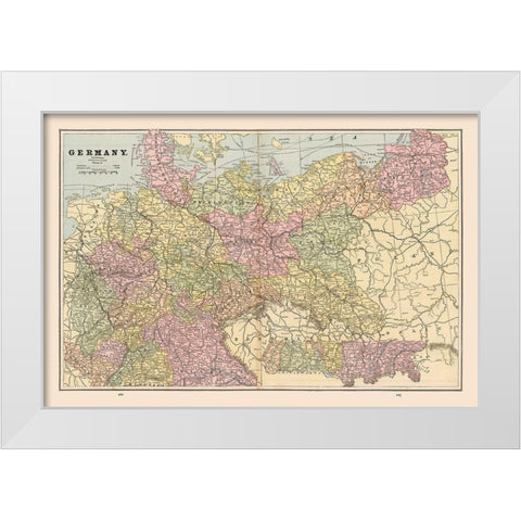 Germany - Cram 1888 White Modern Wood Framed Art Print by Cram