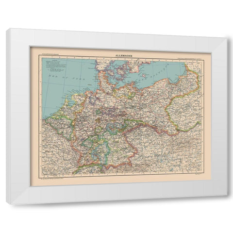 Germany - Schrader 1908 White Modern Wood Framed Art Print by Schrader