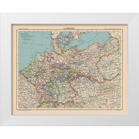 Germany - Schrader 1908 White Modern Wood Framed Art Print by Schrader