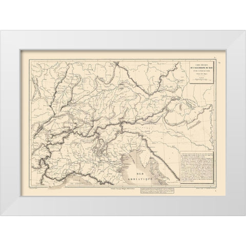 South Germany North Italy - Drioux 1882 White Modern Wood Framed Art Print by Drioux