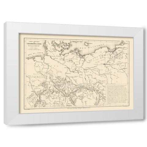 Physical North Germany - Drioux 1882 White Modern Wood Framed Art Print by Drioux