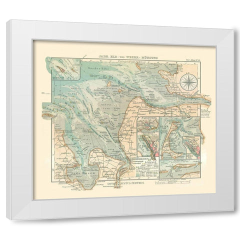 Jade Bight Elbe Weser Germany - Perthes 1914 White Modern Wood Framed Art Print by Perthes