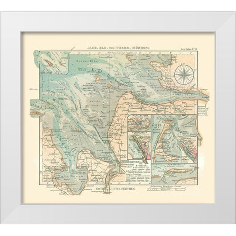 Jade Bight Elbe Weser Germany - Perthes 1914 White Modern Wood Framed Art Print by Perthes