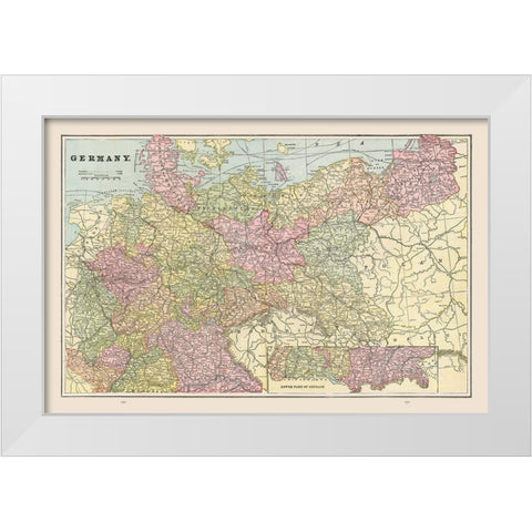 Germany - Cram 1892 White Modern Wood Framed Art Print by Cram
