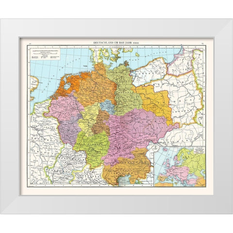 Germany 1000 - Droysen 1886 White Modern Wood Framed Art Print by Droysen