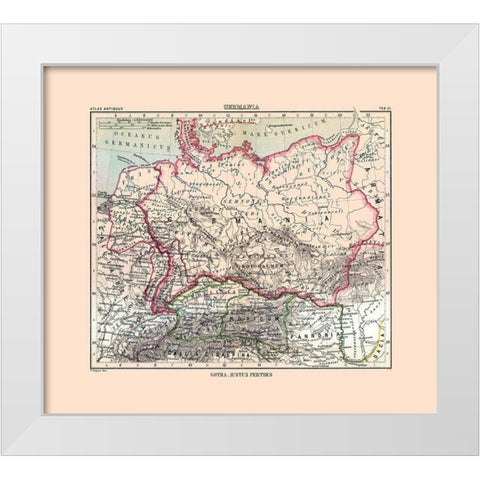 Germany - Perthes 1896 White Modern Wood Framed Art Print by Perthes