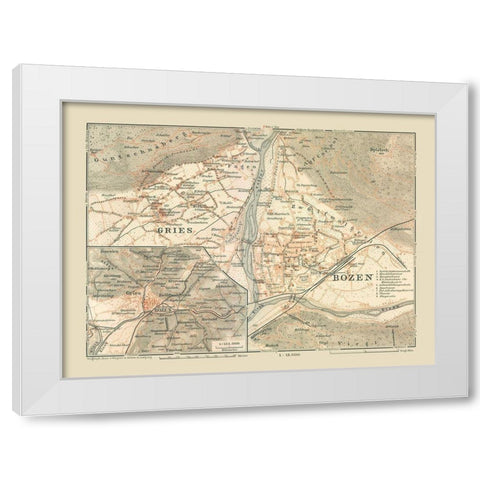 Gries Bozen Region Germany Italy - Baedeker 1910 White Modern Wood Framed Art Print by Baedeker