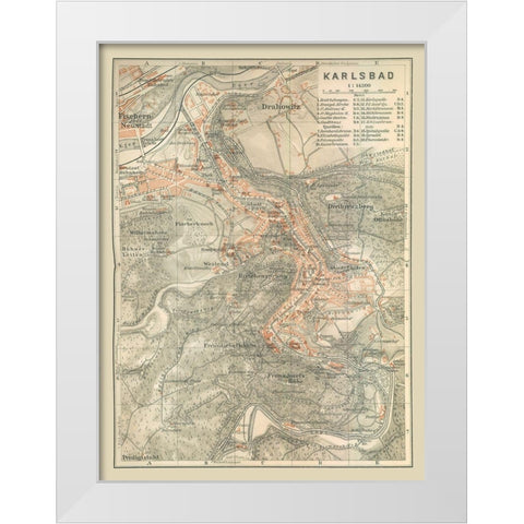 Karlsbad Germany - Baedeker 1910 White Modern Wood Framed Art Print by Baedeker