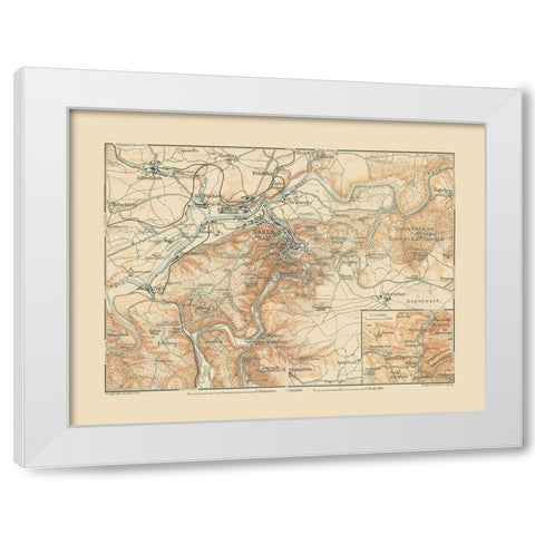 Karlsbad Region Germany - Baedeker 1910 White Modern Wood Framed Art Print by Baedeker