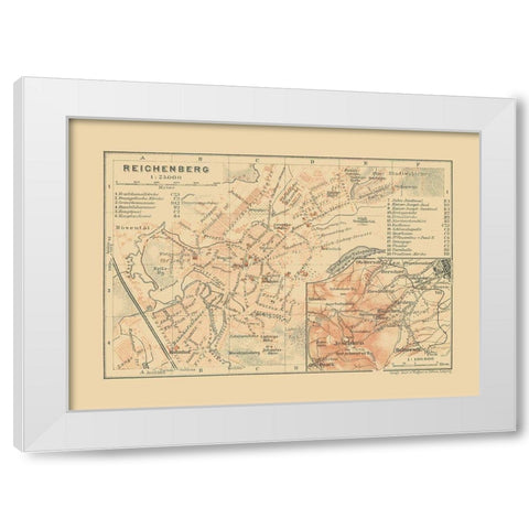 Reichenberg Germany - Baedeker 1910 White Modern Wood Framed Art Print by Baedeker