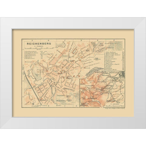 Reichenberg Germany - Baedeker 1910 White Modern Wood Framed Art Print by Baedeker