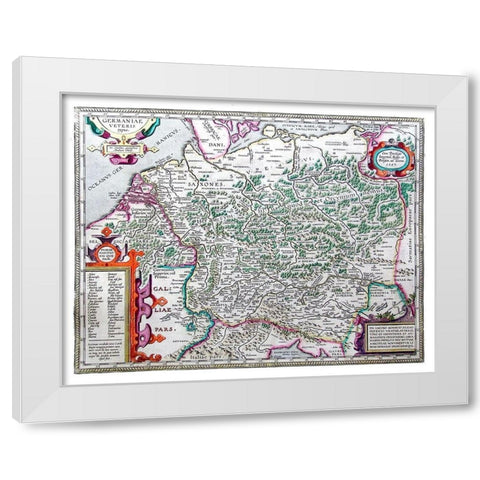 Ancient Germany - Ortelius 1587 White Modern Wood Framed Art Print by Ortelius