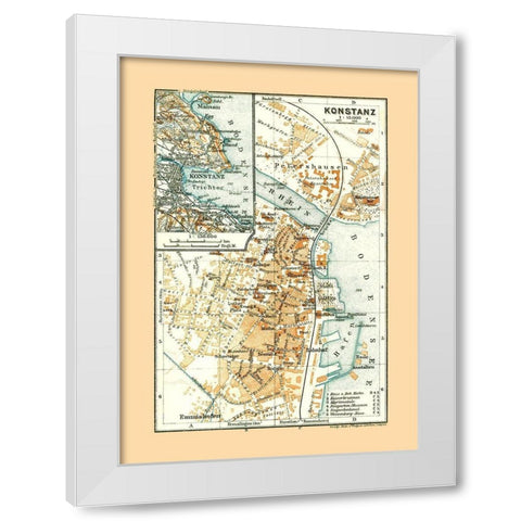 Konstanz Germany - Baedeker 1921 White Modern Wood Framed Art Print by Baedeker