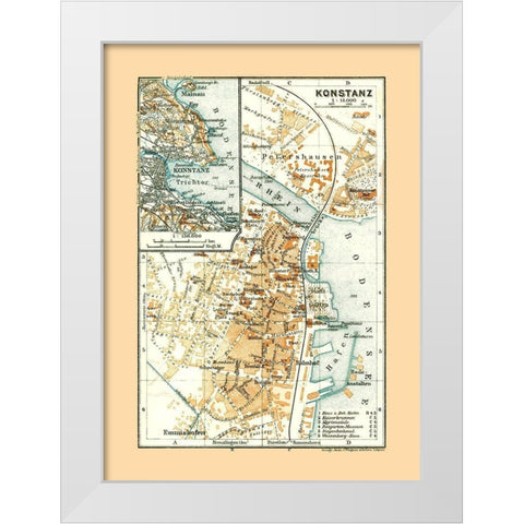 Konstanz Germany - Baedeker 1921 White Modern Wood Framed Art Print by Baedeker