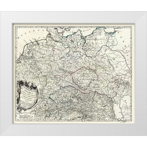Ancient Germany - Vaugondy 1757 White Modern Wood Framed Art Print by Vaugondy