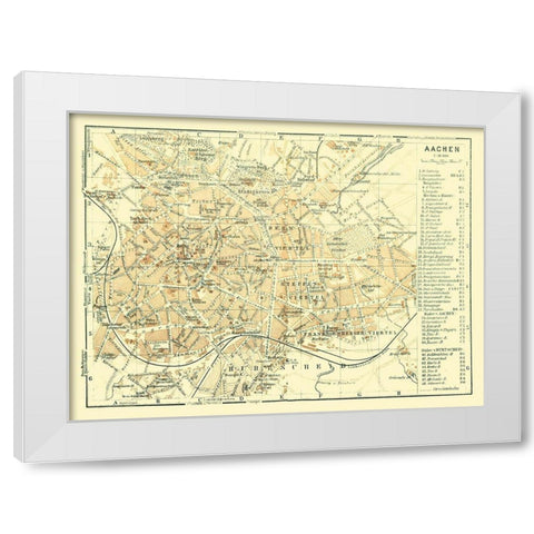 Aachen Germany - Baedeker 1914 White Modern Wood Framed Art Print by Baedeker