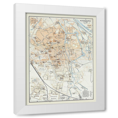 Augsburg Germany - Baedeker 1914 White Modern Wood Framed Art Print by Baedeker