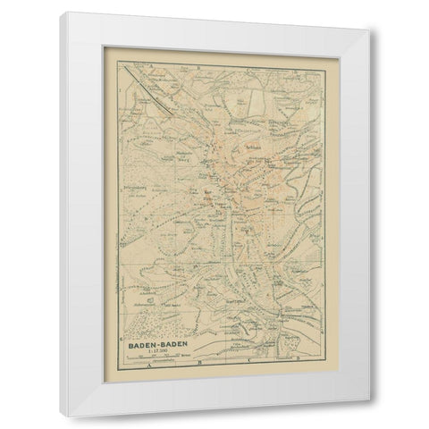 Baden Baden Germany - Baedeker 1914 White Modern Wood Framed Art Print by Baedeker