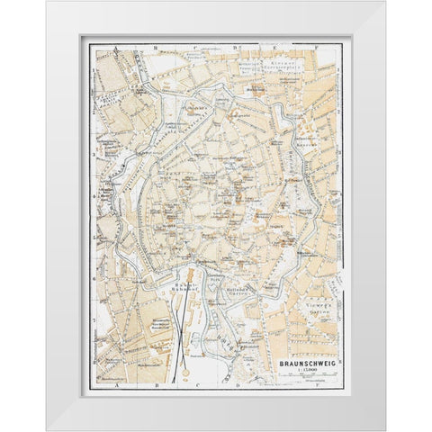 Braunschweig Germany - Baedeker 1914 White Modern Wood Framed Art Print by Baedeker